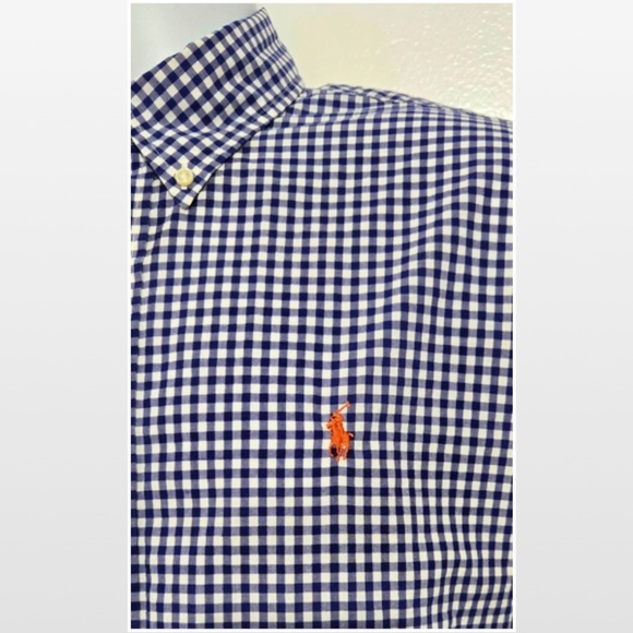 Ralph Lauren Shirt Mens Large Blue Label Button Down Blue White Checkered Long - Picture 5 of 16